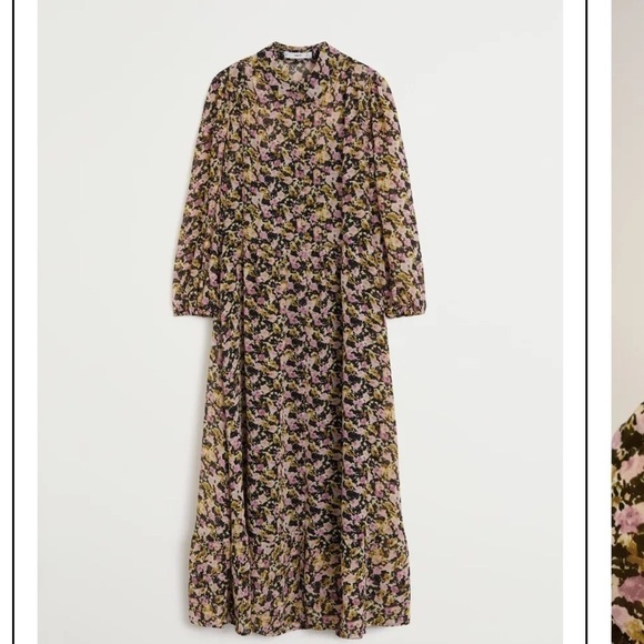 MANGO floor length sheer floral button down dress size 6 - Picture 5 of 11